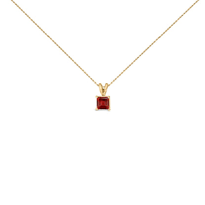 14K White Gold 5x5 MM Square Shaped Purple Amethyst Solitaire Pendant Necklace by Bids.com
