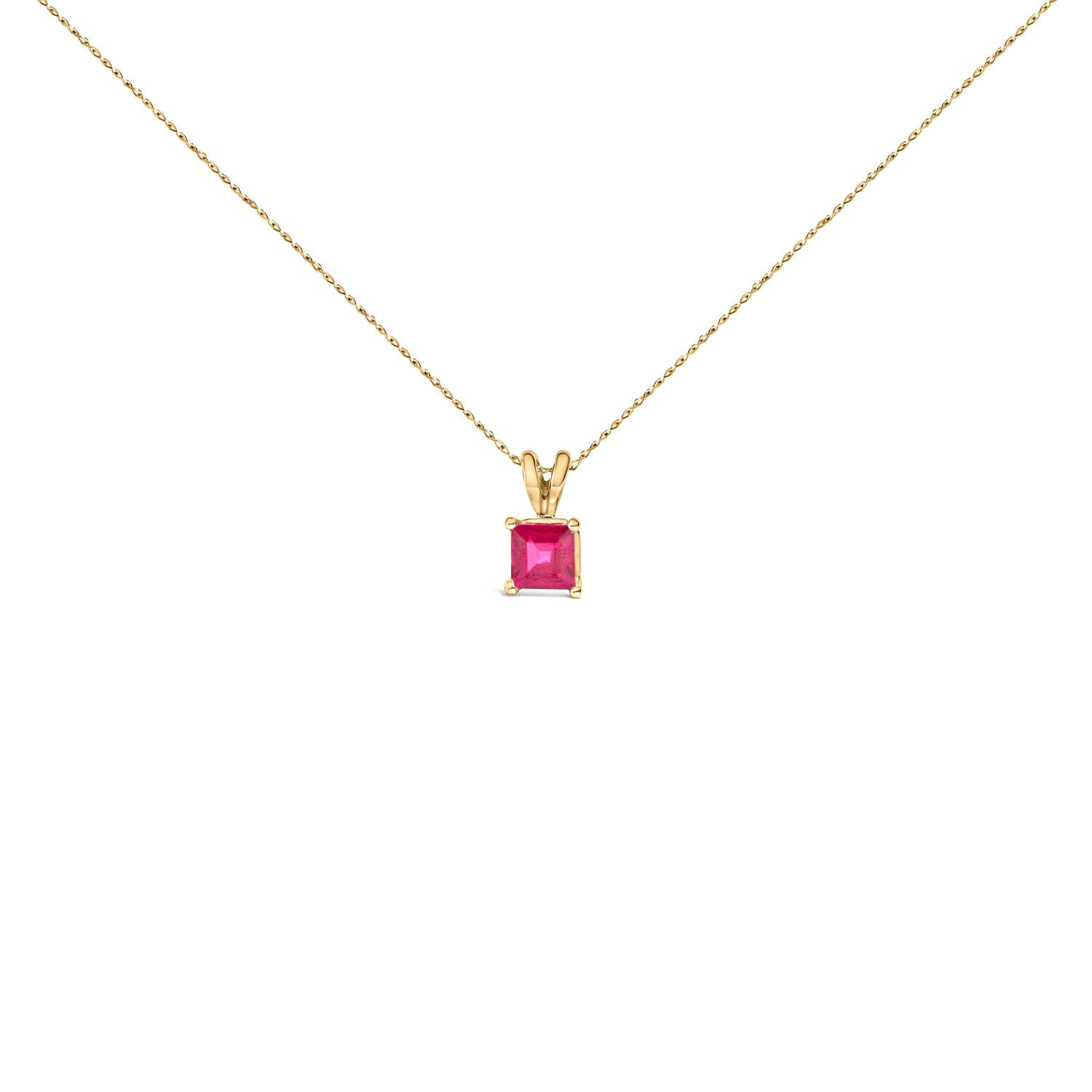 14K White Gold 5x5 MM Square Shaped Purple Amethyst Solitaire Pendant Necklace by Bids.com