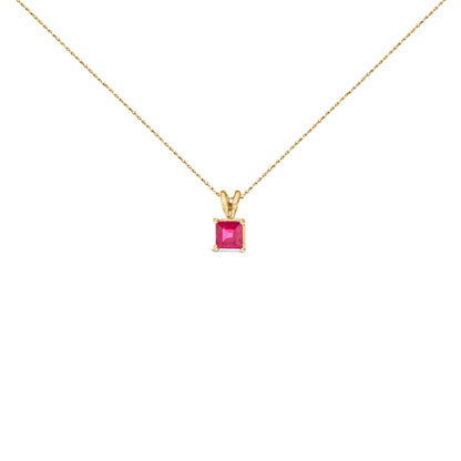 14K White Gold 5x5 MM Square Shaped Purple Amethyst Solitaire Pendant Necklace by Bids.com