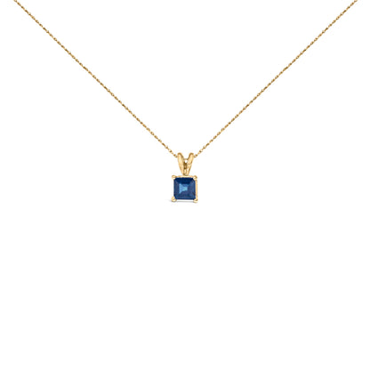 14K White Gold 5x5 MM Square Shaped Purple Amethyst Solitaire Pendant Necklace by Bids.com