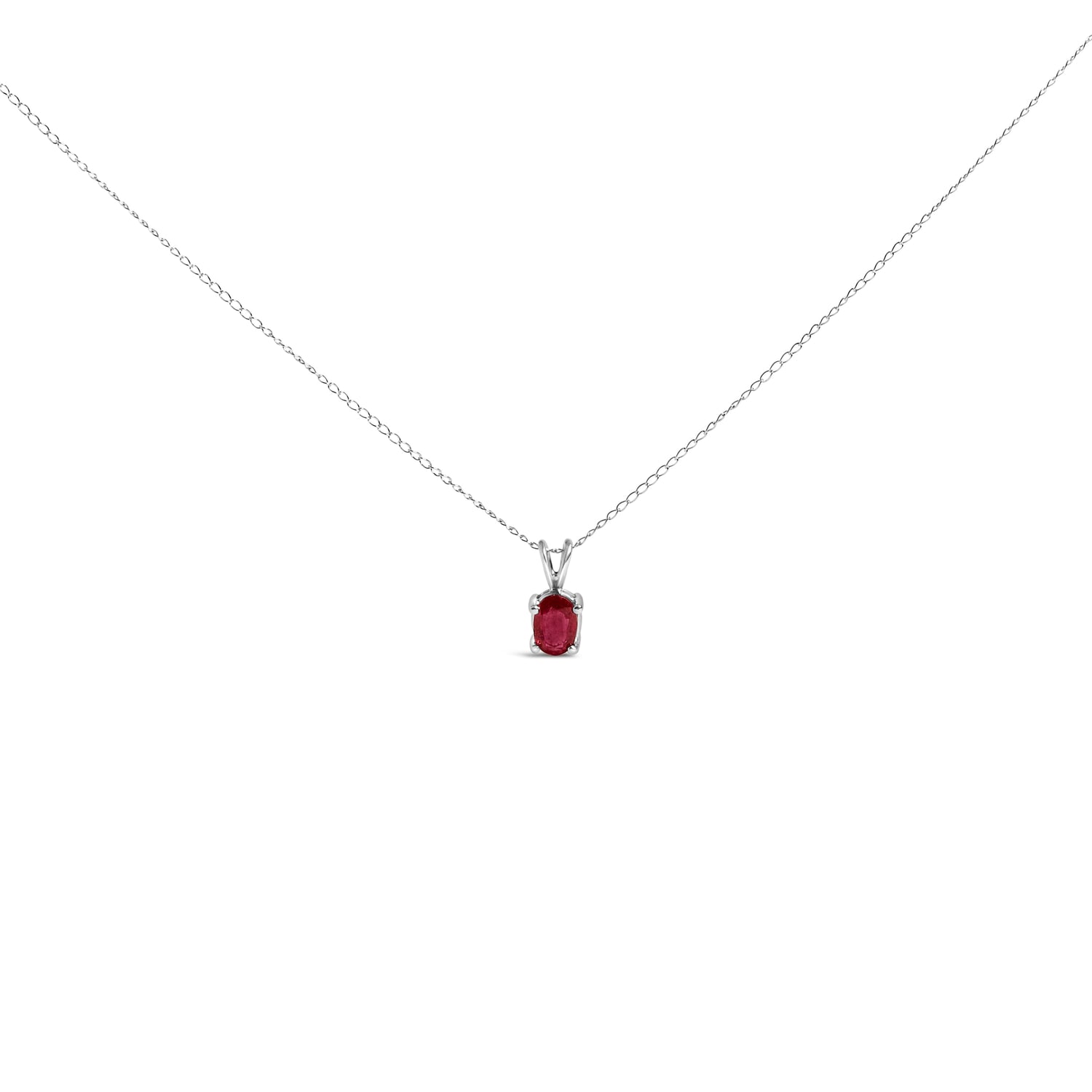 14K White Gold 6x4MM Oval Shaped Purple Amethyst Solitaire Pendant Necklace by Bids.com