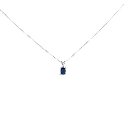 14K White Gold 6x4MM Oval Shaped Purple Amethyst Solitaire Pendant Necklace by Bids.com
