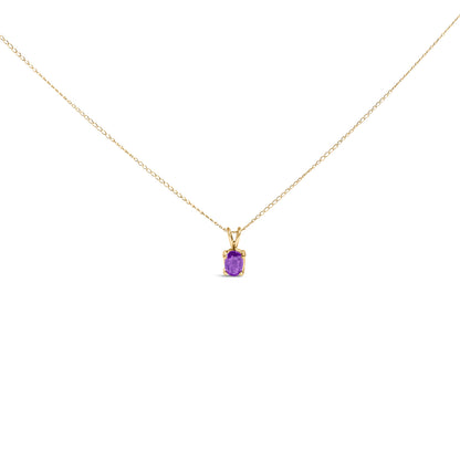 14K White Gold 6x4MM Oval Shaped Purple Amethyst Solitaire Pendant Necklace by Bids.com