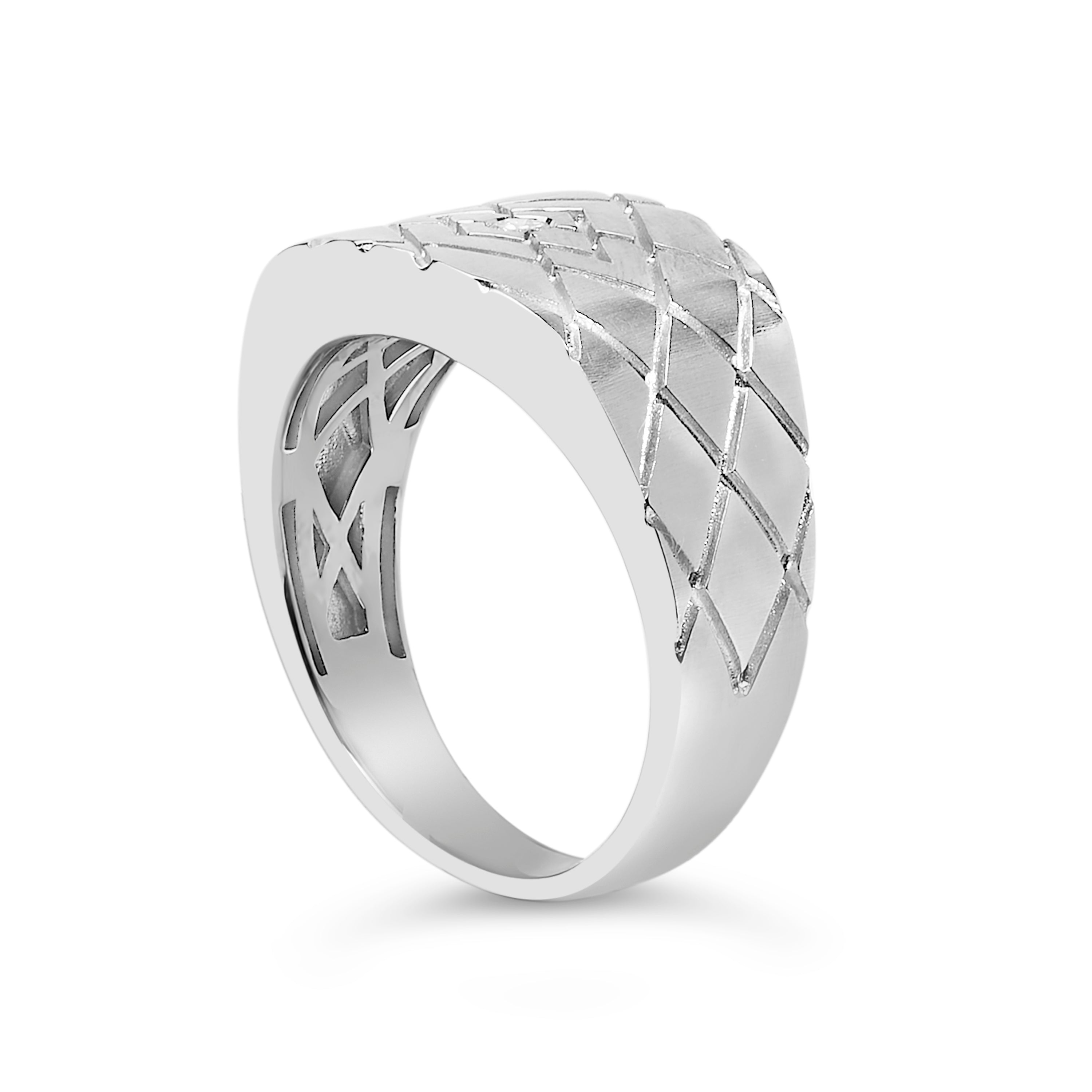 Sterling Silver Diamond Accent Geometric Band Ring by Bids.com