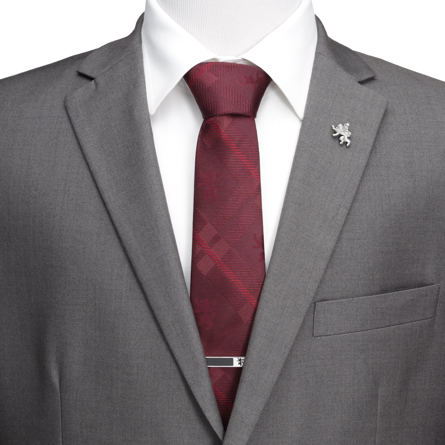 Game of Thrones Lannister Lion Red Plaid Silk Men&