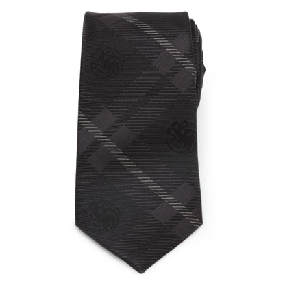 Game of Thrones Targaryen Dragon Black Plaid Silk Men&