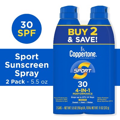 Coppertone Sport Sunscreen Spray SPF 30 Twin Pack 11oz - Imperfect Box by This is Beauty US