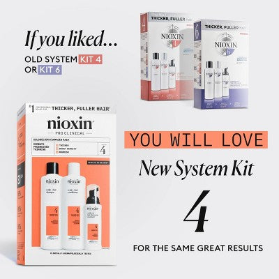Nioxin System 4 Hair Thickening Colored &amp; Damaged Hair Shampoo &amp; Conditioner Kit 3ct - New