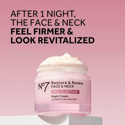 No7 Restore &amp; Renew Multi Action Face &amp; Neck Night Cream 1.69 fl oz - Imperfect Box