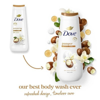 Dove Pamper Body Wash Shea Butter &amp; Vanilla 24hr Lotion-Soft Skin 20 fl oz - New by This is Beauty US