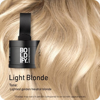 BOLDIFY Root Touch Up Powder with Brush, Covers Thinning Hair &amp; Grays, Water-Resistant Light Blonde - Imperfect Box by This is Beauty US