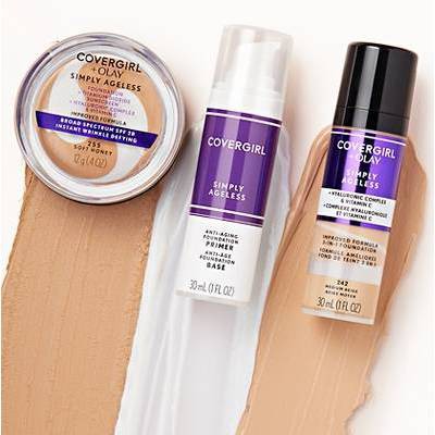 COVERGIRL + Olay Simply Ageless 3-in-1 Liquid Foundation with Hyaluronic Complex + Vitamin C 220 Creamy Natural 1 fl oz - Imperfect Container by This is Beauty US