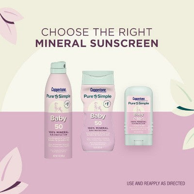 Coppertone Pure &amp; Simple Baby Mineral SPF 50 6 fl oz - Imperfect Container