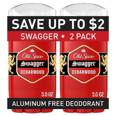 Old Spice Red Collection Solid Deodorant for Men Swagger Scent Aluminum-Free 2pk/3oz - Imperfect Box by This is Beauty US