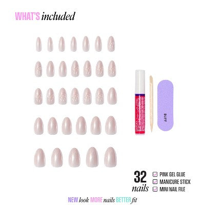 KISS Nails GLAM Jeweled Press-On Fake Nails Medium Almond Ripple 35ct - New by This is Beauty US