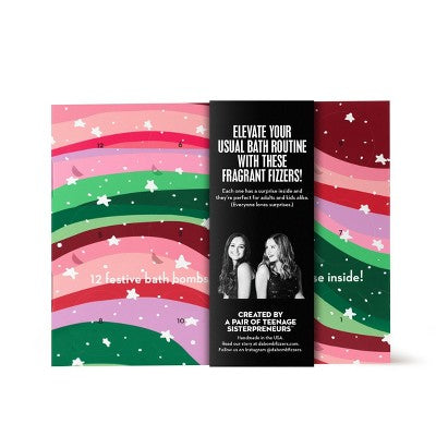 Da Bomb Bath Fizzers Bath Bomb Gift Set Rainbow Boxed Calendar Holiday Colors 12ct/18oz - Imperfect Box by This is Beauty US