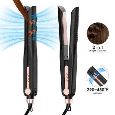 NICEBAY Airflow Styler, Titanium Hair Straightener &amp; Curling Iron with Cooling Air Vents, 5 Temps, Dual Voltage &amp; Auto Shutoff - Imperfect Box