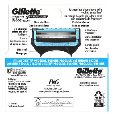 Gillette ProGlide Chill Razor Refills for Men 4 Blade Refills - Imperfect Box by This is Beauty US