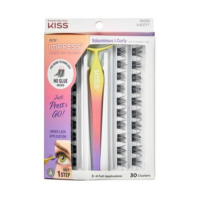 KISS Products imPRESS Press-On Falsies Eyelash Clusters Kit Voluminous &amp; Curly 31ct - New