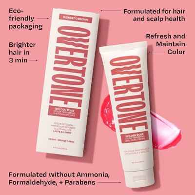 Overtone Golden Rose Daily Conditioner Semi-Permanent Rose Gold Hair Color 4.5 oz - New