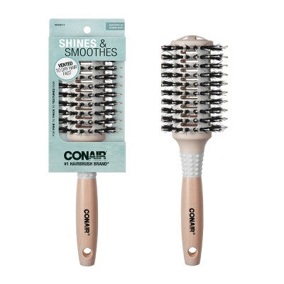 Conair Ceramic Wood Vented Boar Bristle Round Hair Brush Large Barrel All Hair - Imperfect Box by This is Beauty US