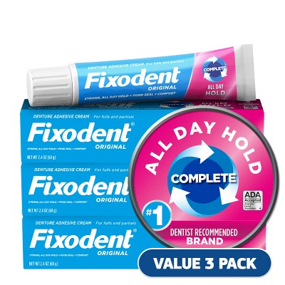 Fixodent Original Complete Denture Adhesive Cream 2.4oz/3pk - Imperfect Box by This is Beauty US