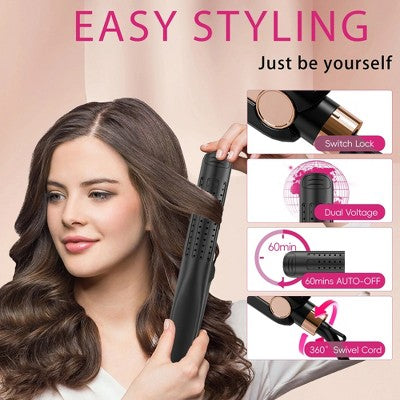 NICEBAY Airflow Styler, Titanium Hair Straightener &amp; Curling Iron with Cooling Air Vents, 5 Temps, Dual Voltage &amp; Auto Shutoff - Imperfect Box
