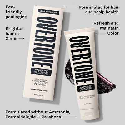 Overtone Black Velvet Daily Conditioner- Semi-Permanent Hair Color 4.5 oz - New