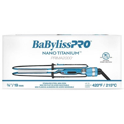 BaBylissPRO Nano Titanium Prima2000 Stainless Steel Mini Straightening Flat Iron Blue - New by This is Beauty US