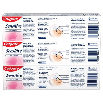 Colgate Sensitive Toothpaste Maximum Strength with Whitening Fresh Mint Gel 6oz/3pk - Imperfect Box by This is Beauty US