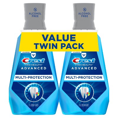 Crest Pro-Health Advanced Multi-Protection Alcohol Free Mouth Wash - Fresh Mint 1L/2pk - New by This is Beauty US