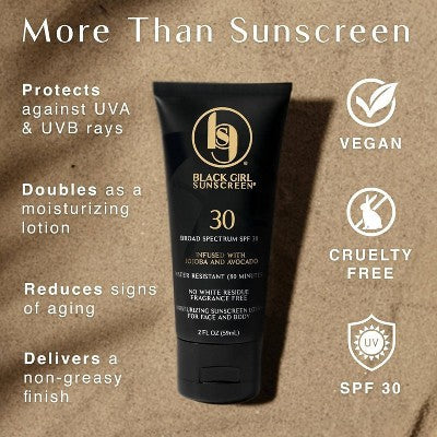 Black Girl Sunscreen Broad Spectrum Infused with Jojoba Oil SPF 30 3 fl oz - Imperfect Container by This is Beauty US