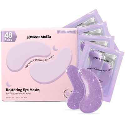 Grace &amp; Stella Restoring Under Eye Masks Purple 48ct - New