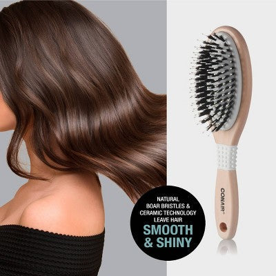 Conair Ceramic Wood Nylon &amp; Boar Bristle Cushion Hair Brush - Imperfect Box