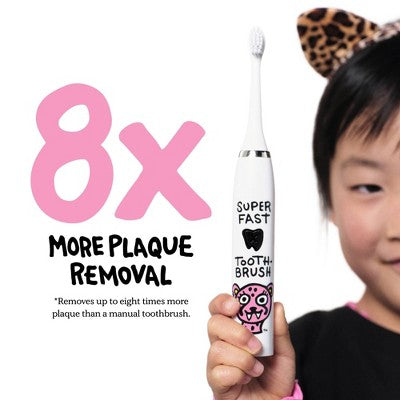 Made by Dentists Kids; Rechargeable Electric Toothbrush with 2 Replacement Toothbrush Heads Cheetah - New by This is Beauty US