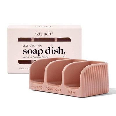 Kitsch Bottle-Free Beauty Self-Draining Soap Dish Terracotta Pink - New by This is Beauty US