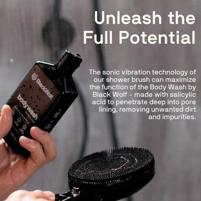 Black Wolf Sonic Scrubber Powered Body and Face Brush - Imperfect Box by This is Beauty US
