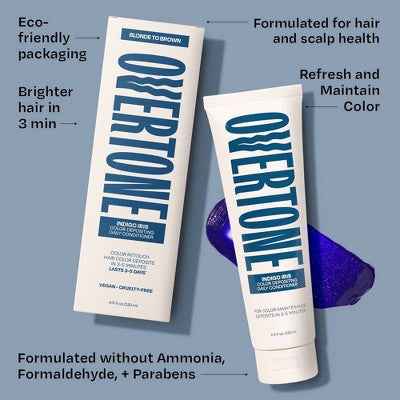Overtone Indigo Iris Daily Conditioner- Semi-Permanent Blue Hair Color 4.5 oz - New
