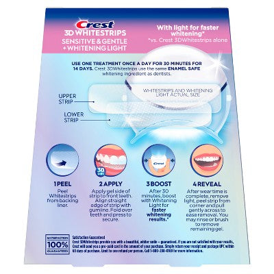 Crest 3DWhitestrips Sensitive + LED Light At-Home Teeth Whitening Kit 14 Treatments - Imperfect Box by This is Beauty US