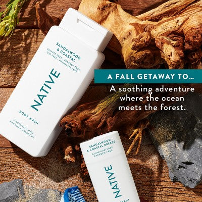Native Limited Edition Fall Getaway Deodorant Sandalwood &amp; Coastal Breeze 2.65oz - Imperfect Container