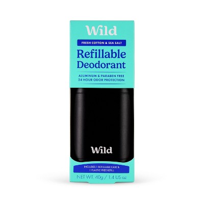 Wild Cosmetics Cream Deodorant Refill Fresh Cotton &amp; Sea Salt with Black Case 5.29oz - Imperfect Box