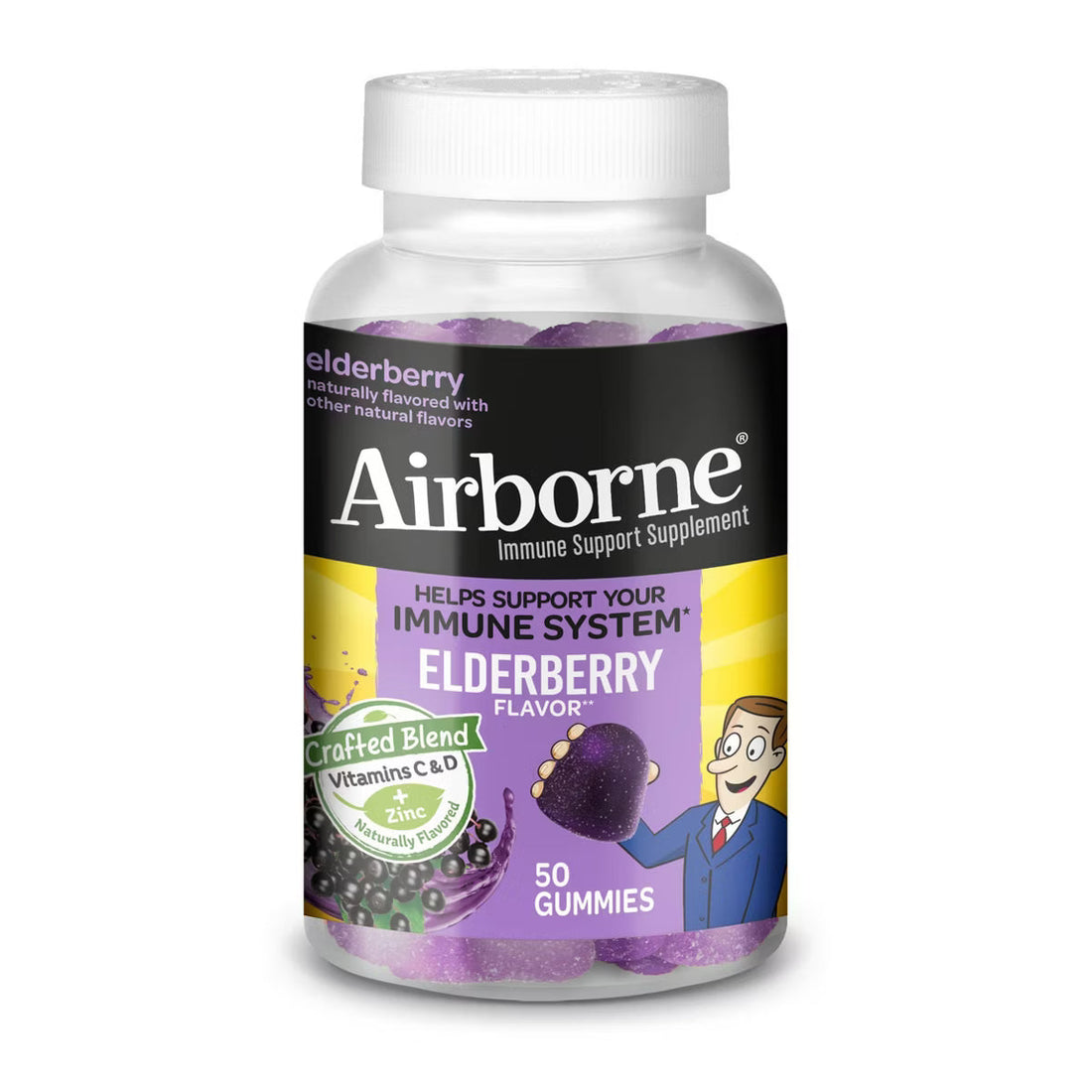 Airborne Adult Elderberry Gummies with Vitamin C &amp; Vitamin D 50 ct by Pasteur Pharmacy