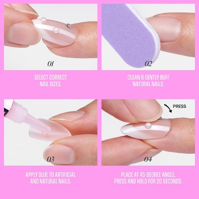 KISS Nails GLAM Jeweled Press-On Fake Nails Medium Almond Ripple 35ct - New by This is Beauty US