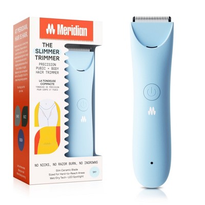 Meridian Slimmer Trimmer, Precision Pubic; Body Hair Trimmer for Women and Men Sky Blue - Imperfect Box by This is Beauty US
