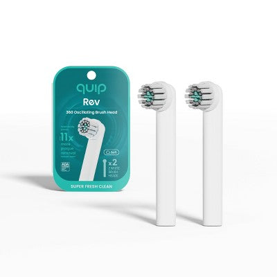 quip Rev Oscillating Brush Head Refill White 2pk - Imperfect Box by This is Beauty US