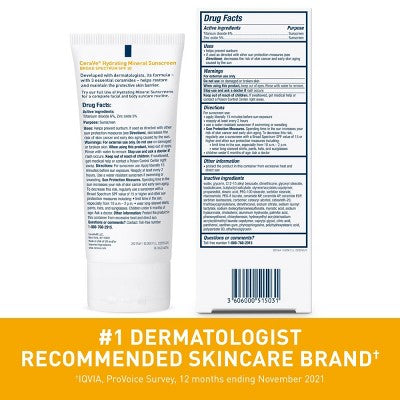 CeraVe Hydrating Mineral Face Sunscreen Lotion &amp; SPF 30 2.5oz - Imperfect Box