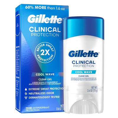 Gillette 72 Hours Sweat Protection Clear Gel Antiperspirant &amp; Deodorant for Men Cool Wave 2.6oz - Imperfect Box by This is Beauty US