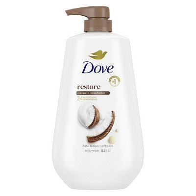 Dove Restore Body Wash Pump Coconut; Cocoa Butter 24hr Lotion 30.6 fl oz - New by This is Beauty US