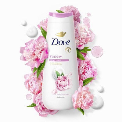 Dove Renew Body Wash Peony &amp; Rose Oil 24hr Lotion-Soft Skin Vegan 20 fl oz - New by This is Beauty US