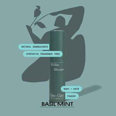 cleo+coco. Body and Hair Antiperspirants and Deodorant Powder Basil Mint 0.88oz - New